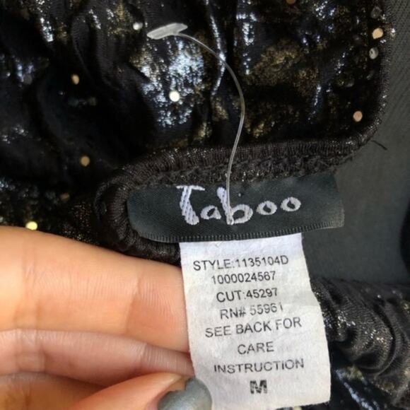 Taboo Black Glittery Shiny Goth Strapless Cocktail Dress - Picture 4 of 8